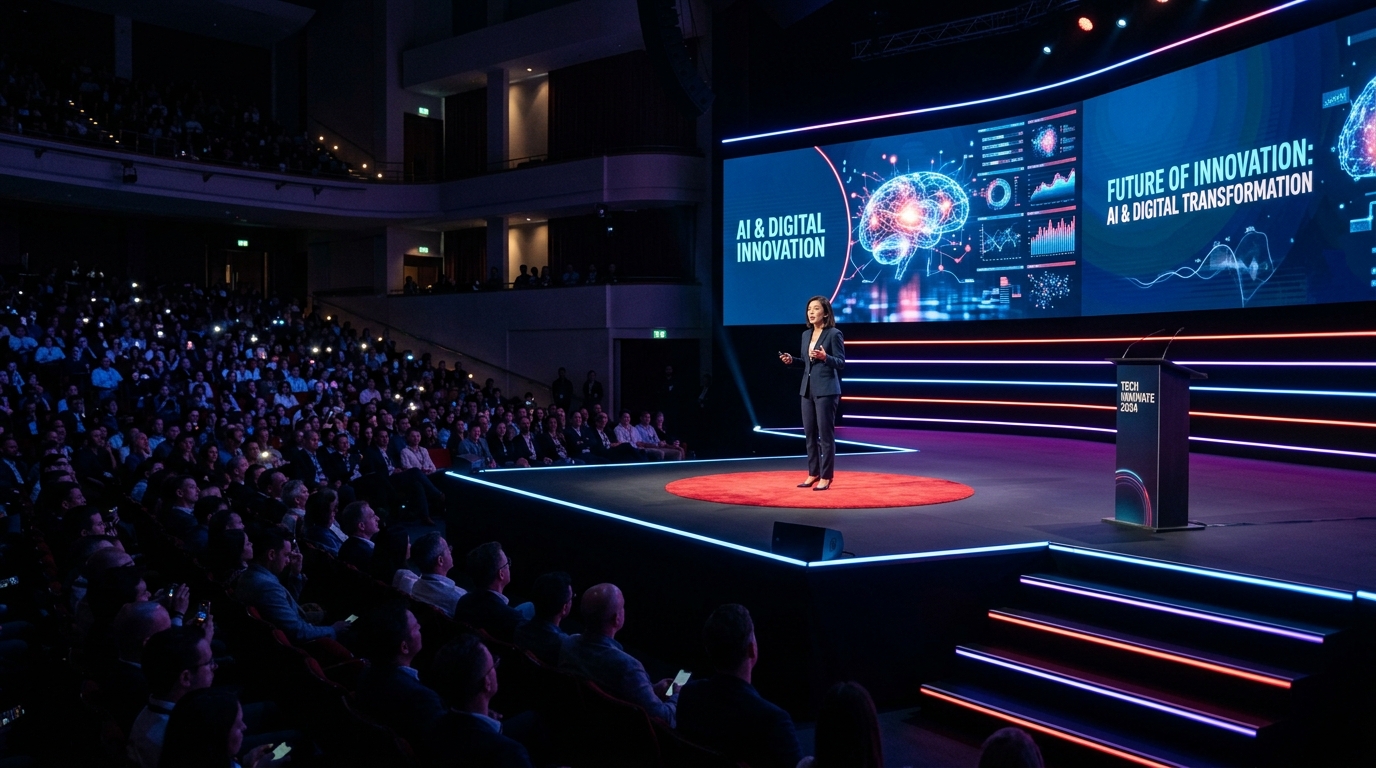 Sreejith Chembakasseri delivering a TEDx keynote on digital innovation and AI